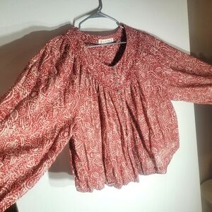 Free People shirt, size XL, Rust and cream colored.
